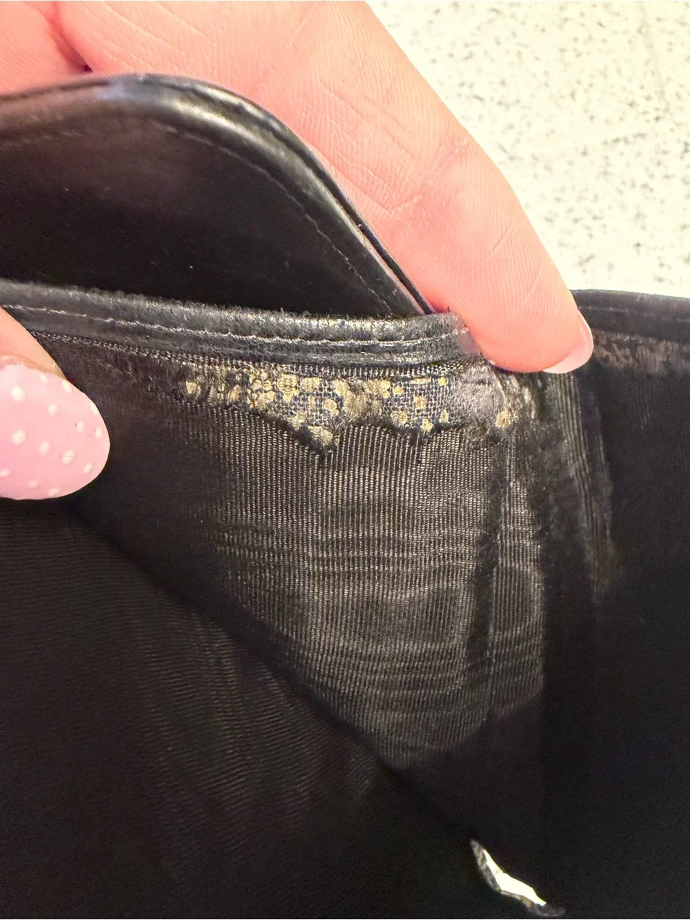 CHANEL Black Pebbled Leather Compact Wallet